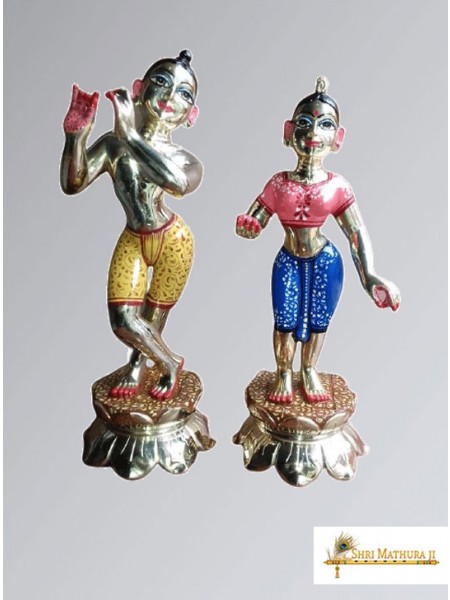 Murti Color Hand Painted Ashta Dhatu Radha Krishan Brass Statue Murti (7.5 KG, 30 CM)