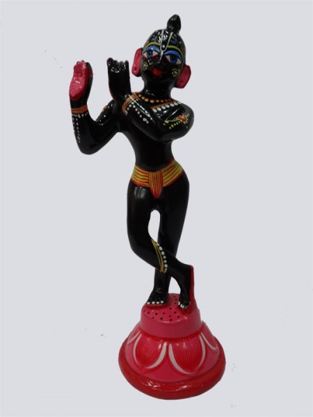 Hand Painted Lord Krishna Black Idol and Statue, Banke Bihari, Radha Raman