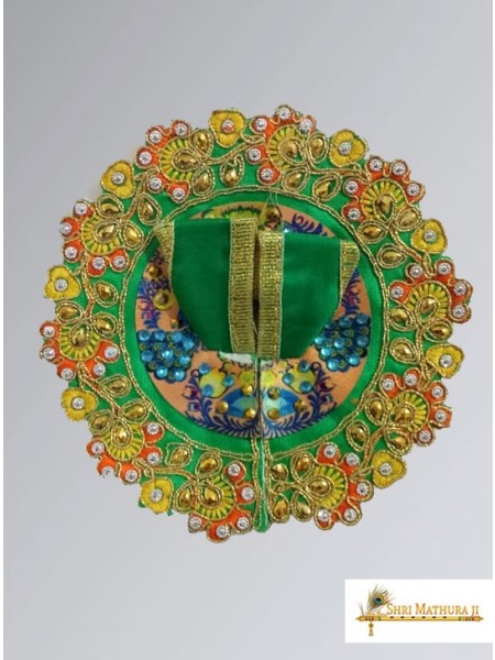 Laddu Gopal Ji Embroidery Design Green Dress/Poshak