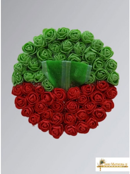 Laddu Gopal Ji Green & Red Roses Fancy Dress/Poshak