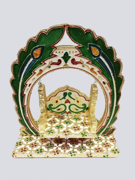 Jaipuri Meenakari Wooden Handcrafted Decorated More Pankh Laddu Gopal Jhula