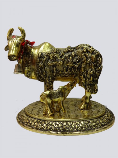 Plan Brass Kamdhenu Cow and Calf for Home Decor