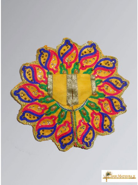 Laddu Gopal Ji Embroidery Shankh Yellow Dress/Poshak