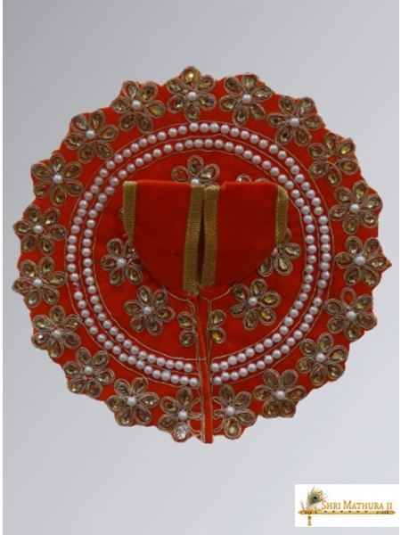 Laddu Gopal Ji Fancy Design Velvet Orange Dress/Poshak