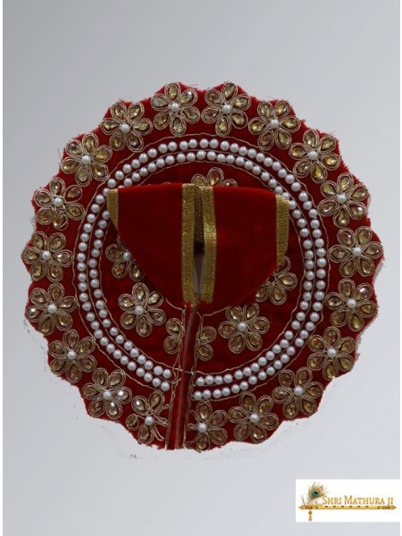Laddu Gopal Ji Fancy Design Velvet Red Dress/Poshak Size 3