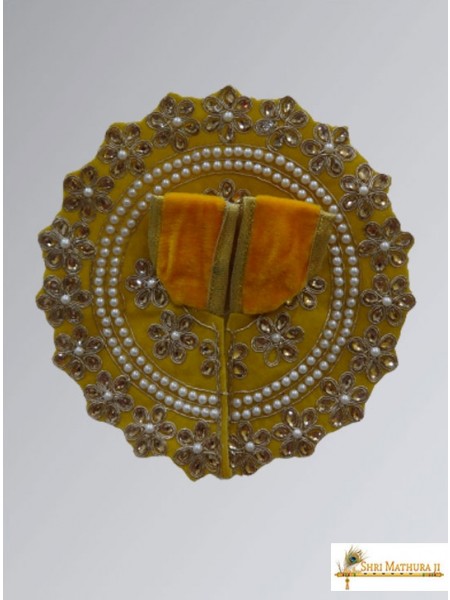 Laddu Gopal Ji Fancy Design Velvet Yellow Dress/Poshak