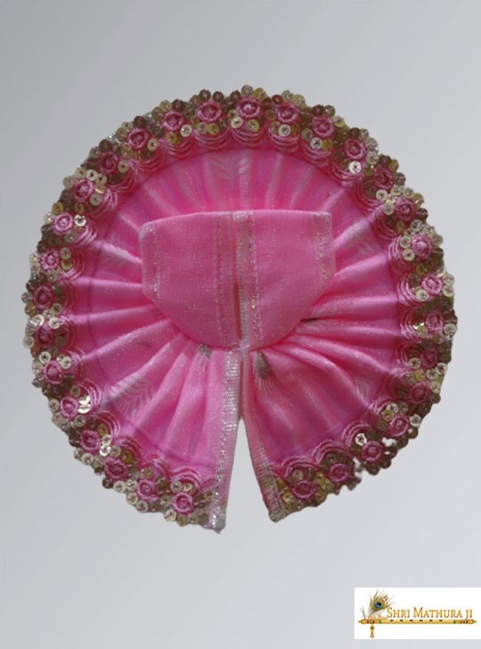 Laddu Gopal Ji Fancy Designer Net Pink Dress/Poshak