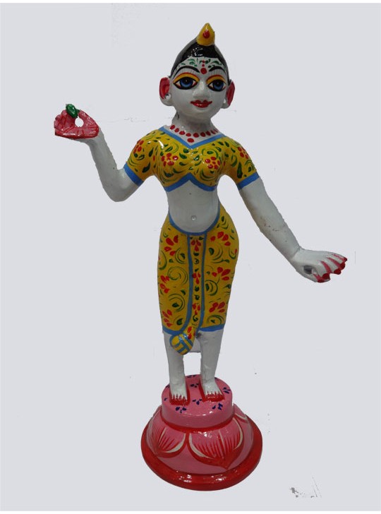 Radha Rani Full Yellow Hand Painted Brass Idol and Statue