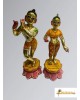 Yellow & Multi Color Hand Painted Pure Brass Radha Krishna Idols Statues (7 KG, 26 CM)