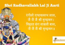 Thakur Shri Radhavallabh Lal Ji Aarti Thakur Shri Radhavallabh Lal Ji Aarti in Hindi